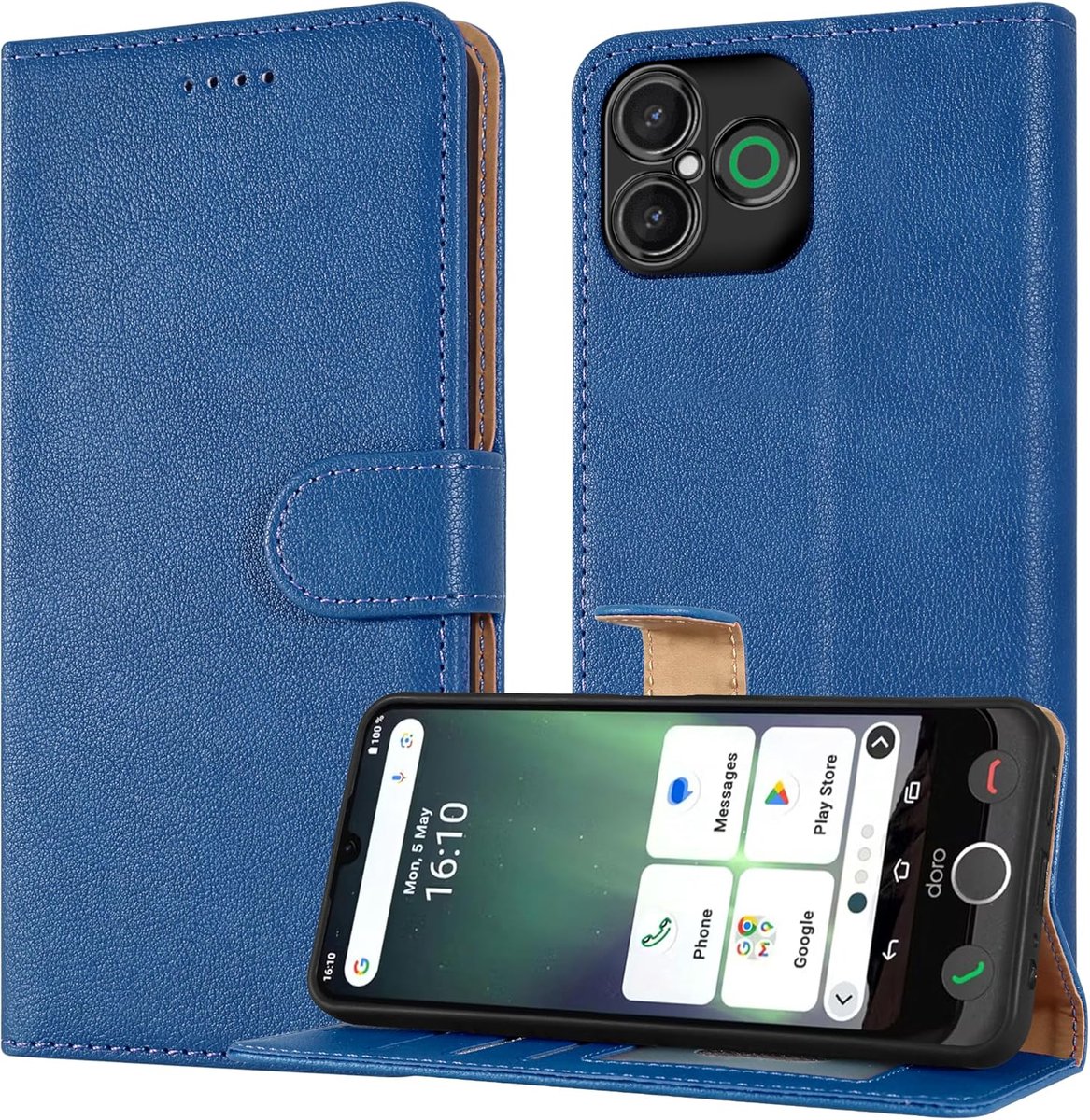 Telefoonhoesje Portemonnee - Flip Cover - Dagelijks Gebruik - RFID Bescherming Kaarthouder - 17 x 7.5 x 1.5 cm - Blauw
