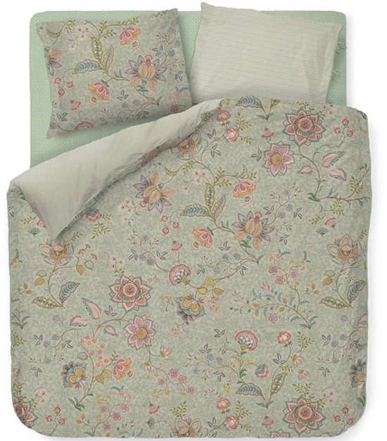 Pip Studio Mumbai Morning dekbedovertrek - Eenpersoons - 140 x 200/220 cm - Licht groen