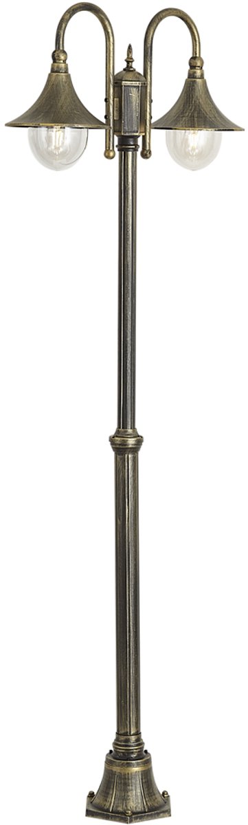 QAZQA daphne - Klassieke Lantaarn - 2 lichts - H 200 cm - Zwart Goud - Buitenverlichting