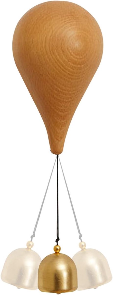 Decoratieve Deurbel - Ballon Windgong - Winkel Entree - Magnetische Bevestiging - 15 cm - Hout Messing