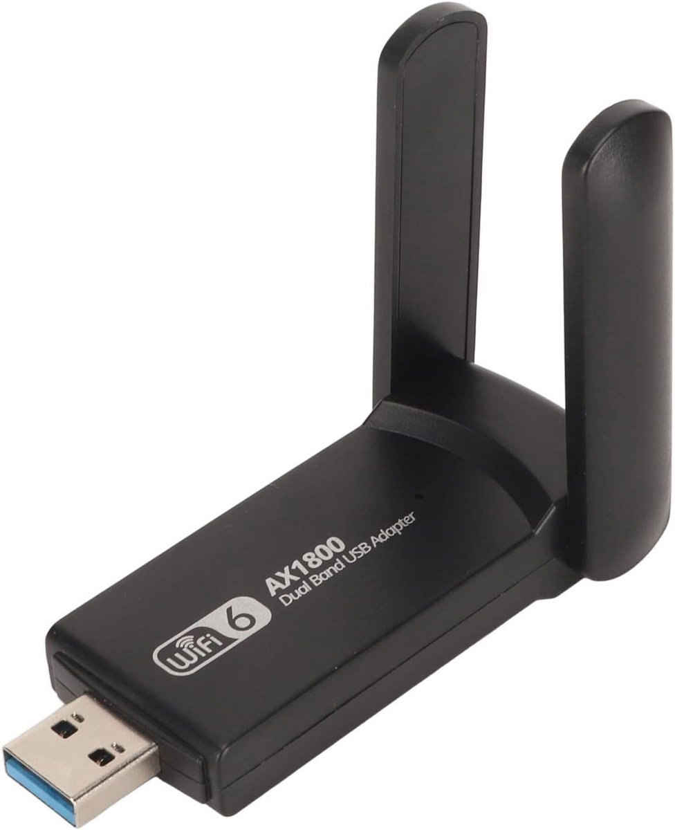 Draadloze WiFi Adapter - USB Netwerkkaart - Snelle Internetverbinding - WiFi 6 Technologie - 1800 Mbps Snelheid - zwart