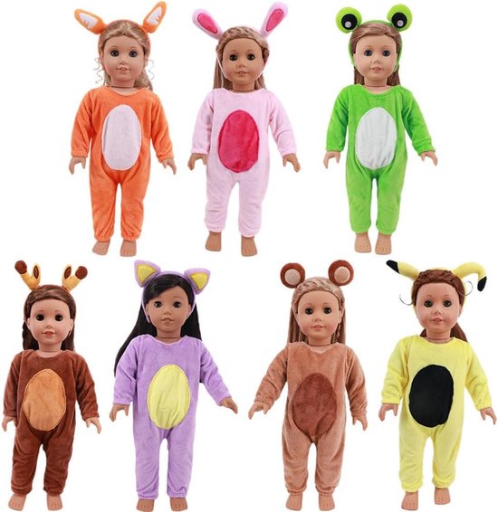 Poppenkleding Set - Accessoires voor poppen - Poppen aankleden - Pluche dier hoofdband - 18 inch poppen - Set E — afbeelding 3