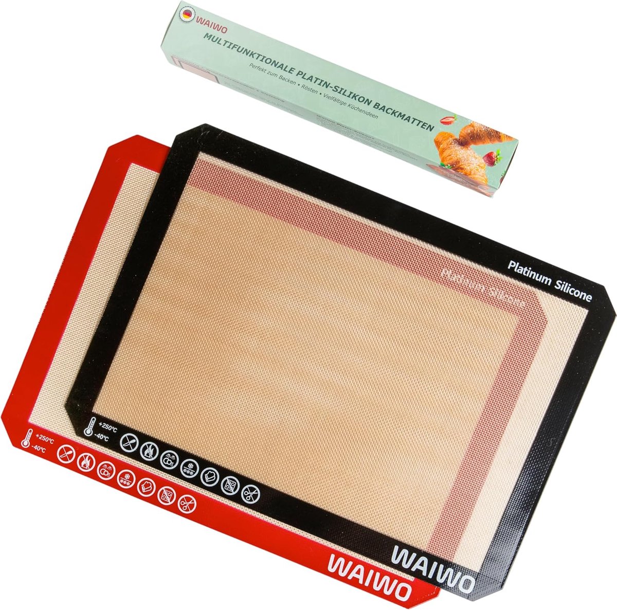 Siliconen Bakmat Set - Herbruikbaar Bakpapier - Gezond Bakken - Platina Siliconen - 42 x 30 cm