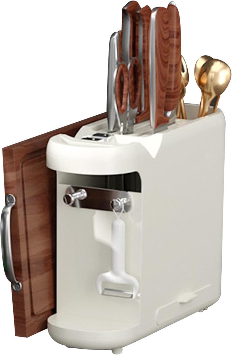Snijplank Organizer - Keuken Rek - Aanrecht Opbergen - Multifunctioneel - 26x12x26 cm - Romig