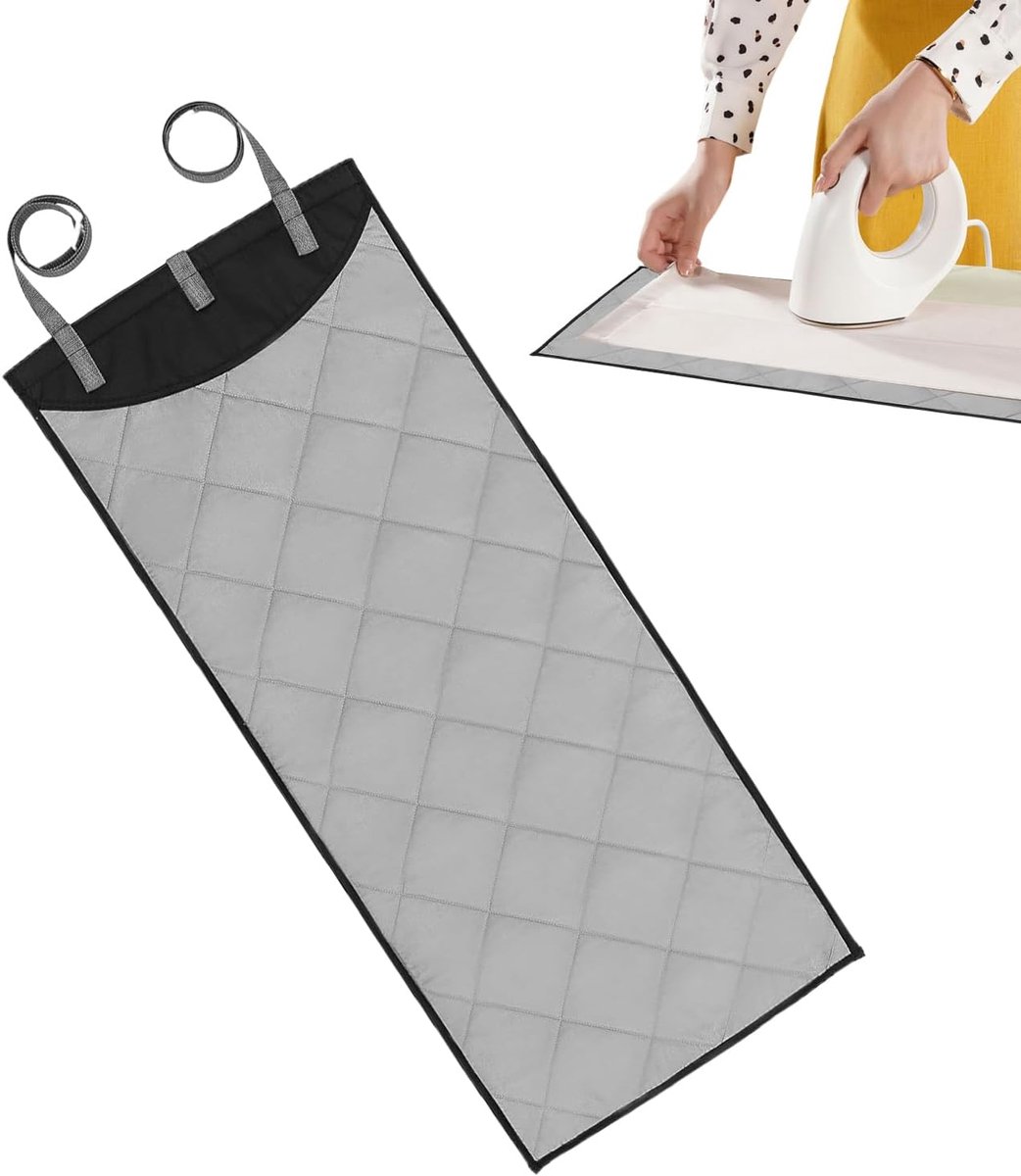 Strijkmat Deur - Stoommat Kleding - Reizen Strijken - Compact Opvouwbaar - 115x48 cm - Grijs