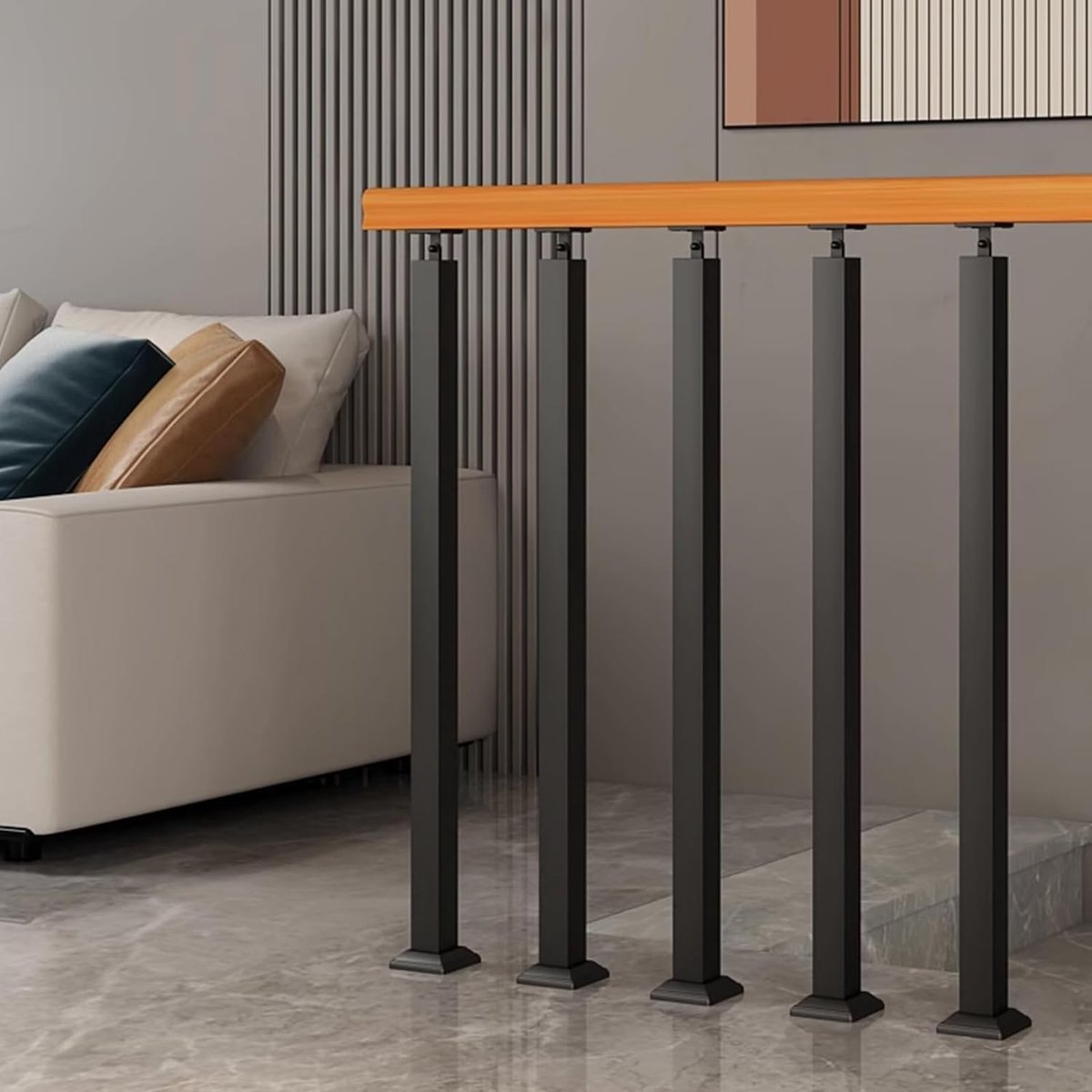 Trap Baluster Post - Leuning Kolom - Veiligheid Binnen Buiten - Verstelbare Hoogte - 60cm tot 120cm - Zwart