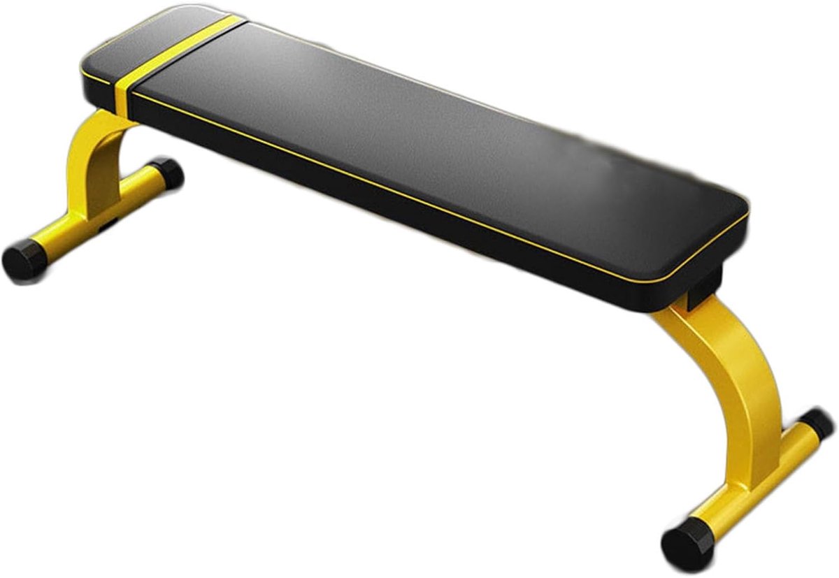 Halterbank - Fitnessbank Trainingsbank - Krachttraining Thuis - Hoge Gewichtscapaciteit - 118x35x23 cm - Geel