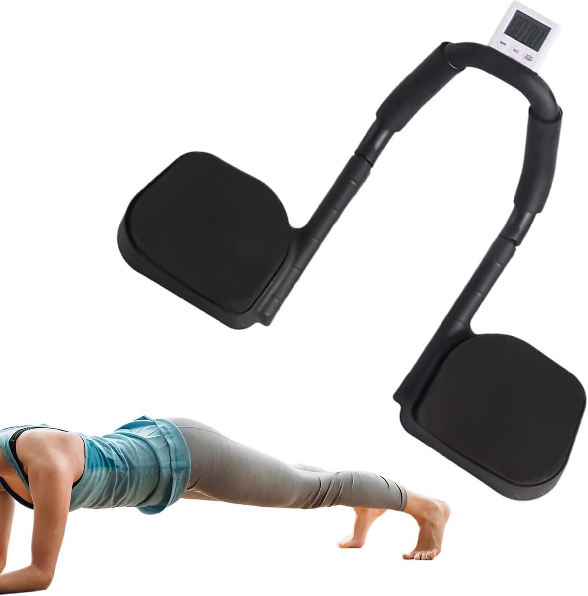 Buikspiertrainer met timer - Kern trainer - Thuisfitness - Stabiele basis - Compact ontwerp - Zwart