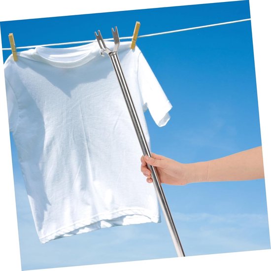 Waslijnstok Uitschuifbaar - Kledingstok Reikhaak - Kleding Ophangen Hangen - Roestvrijstaal Duurzaam - 65cm Verstelbaar - Zilver — afbeelding 2