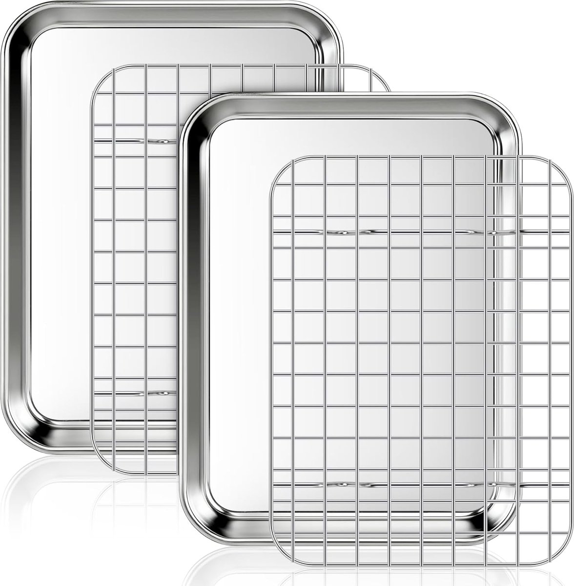 Bakplaat met rooster - Ovenplaat grillrek - Bakken en koelen - Roestvrij staal set - 235 x 175 cm