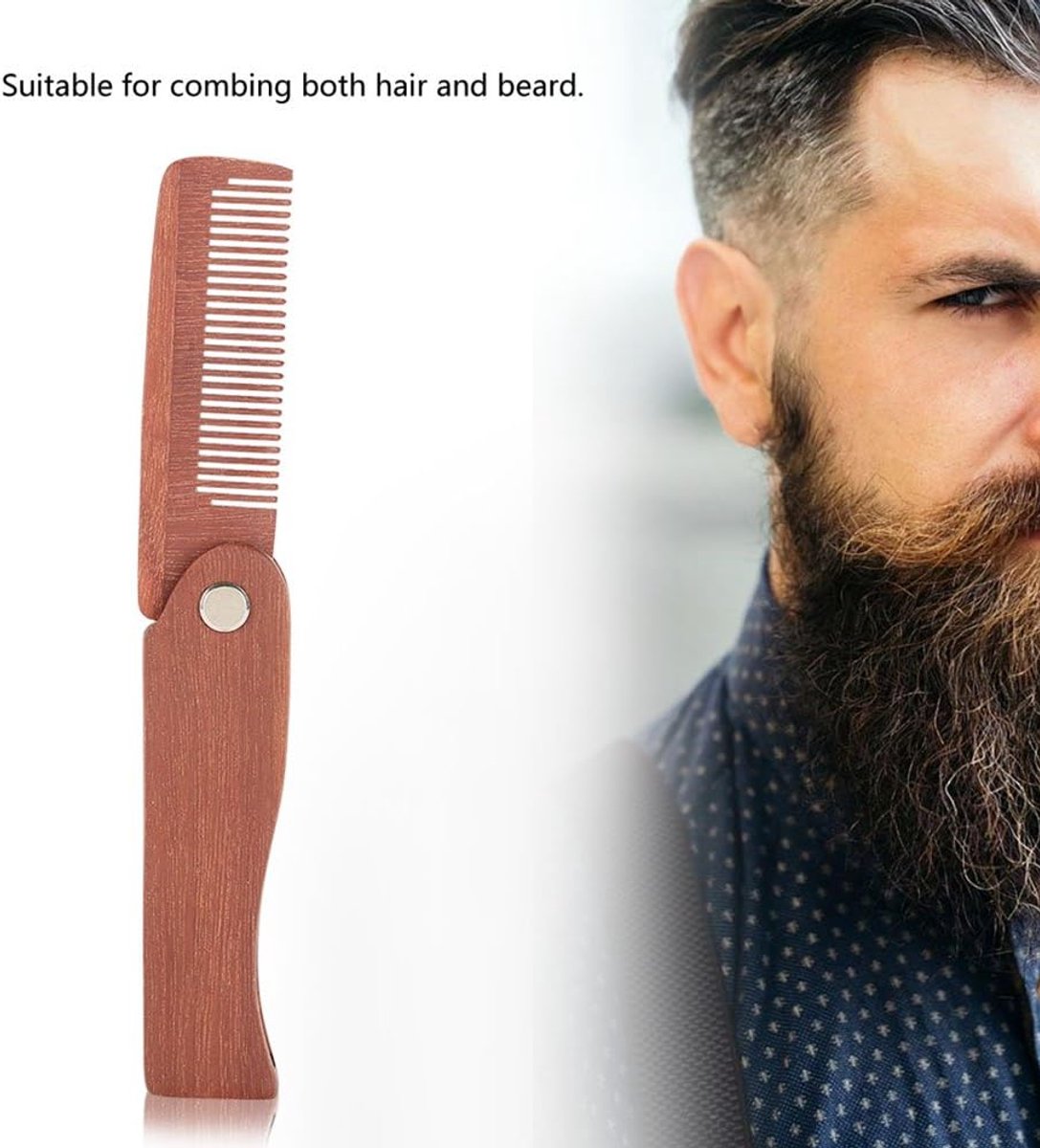 Baardkam Opvouwbaar - Snorkam Glad - Baard Verzorging - Antistatisch Hout - 10.5 cm Gevouwen