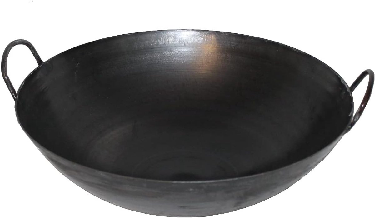 Wok Pan Roerbakpan Keuken Gastronomie Koken Robuust Werkapparaat 40 cm Diameter Zwart