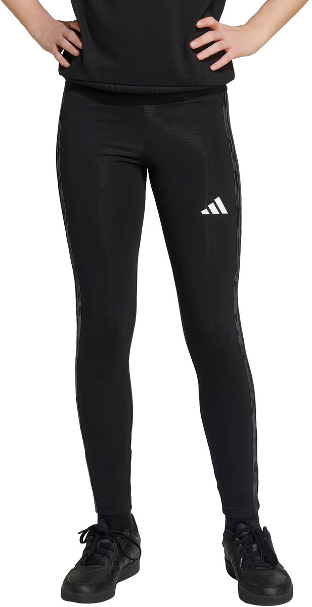Adidas Sportswear Adidas Girls Animal 3-Stripes Legging Van Enkele Jersey Kids Kinderen Zwart