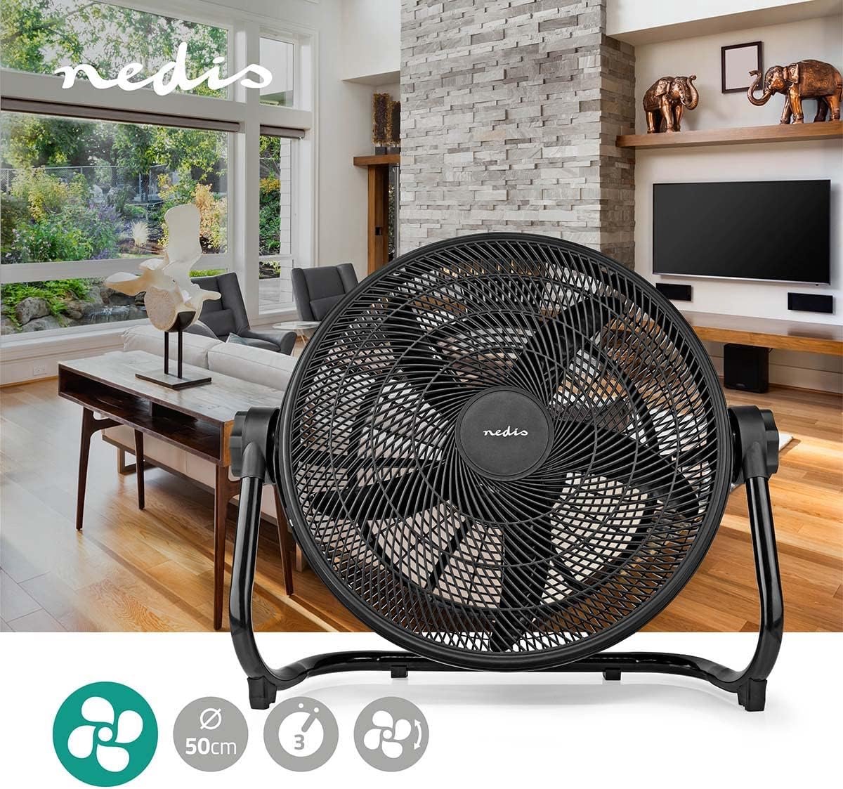 Vloerventilator - Grote Ventilator - Ruimtes Verkoelen - 5 Extra Grote Bladen - 50 cm Diam