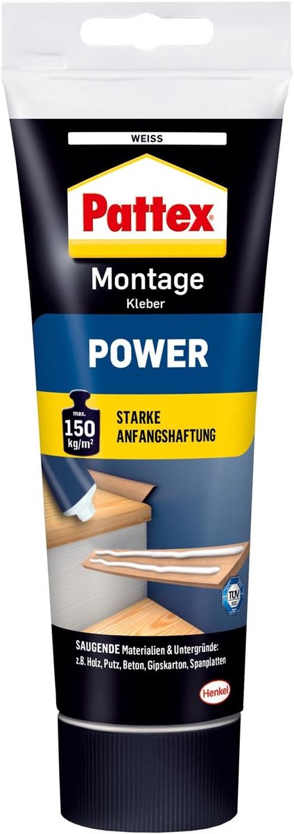 Montagelijm Sterk - Krachtige Lijm - Bevestigen van Materialen - Hoge Hechtkracht 150kg/m² - 250 Gram - Wit