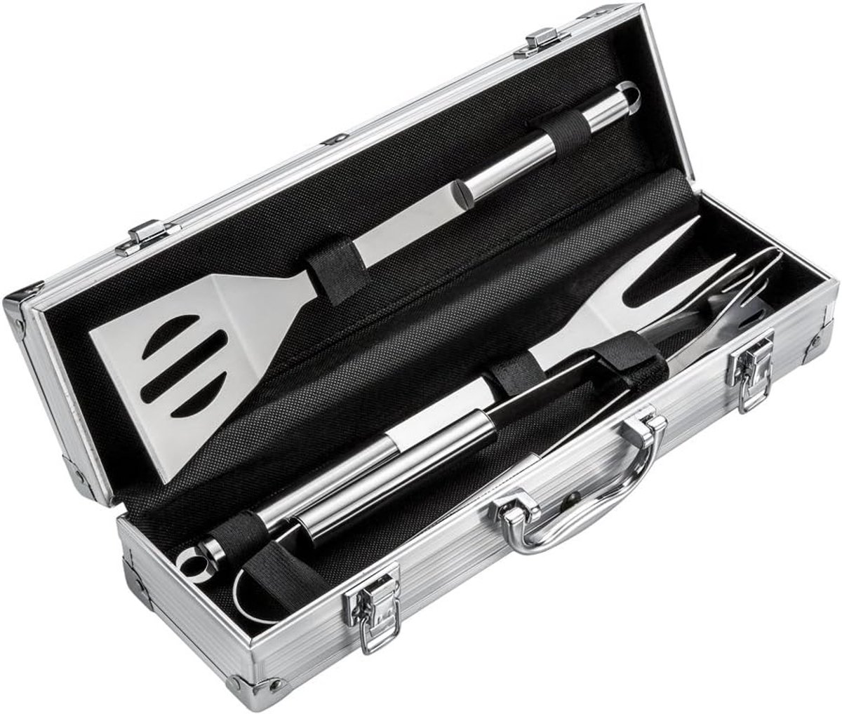 Grillgereedschap Set - Barbecue Tools - Buiten Koken - Roestvrij Staal - 3 Delig - Zilver