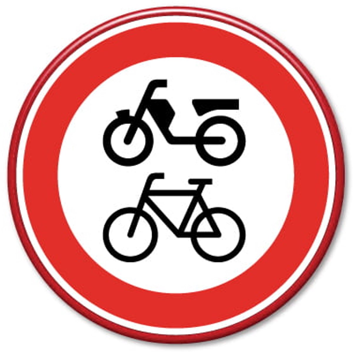 Verkeersbord verboden voor fietsers en bromfietsers - Weerbestendig Aluminium - Ø60 cm - Bevestiging: Zonder bevestiging (alleen het bord)