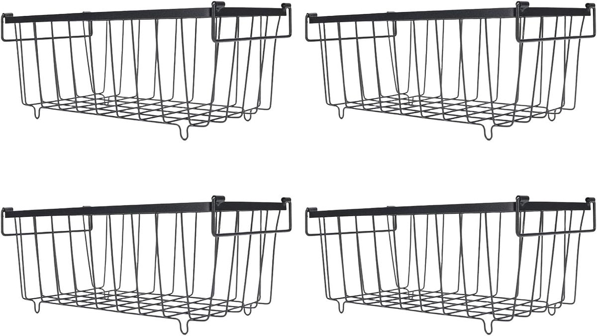 Vriezer Manden - Diepvries Organizer - Voedsel Opslag - Ademend Metaal - 40x22x19 cm - Zwart