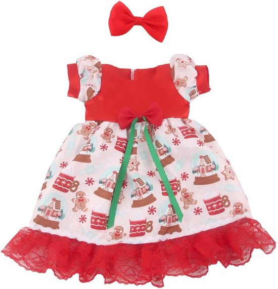 Poppen Kerstjurk - Poppenkleding Set - Poppen Aankleden - Twee Delige Set - 43-46 cm Poppen — afbeelding 3