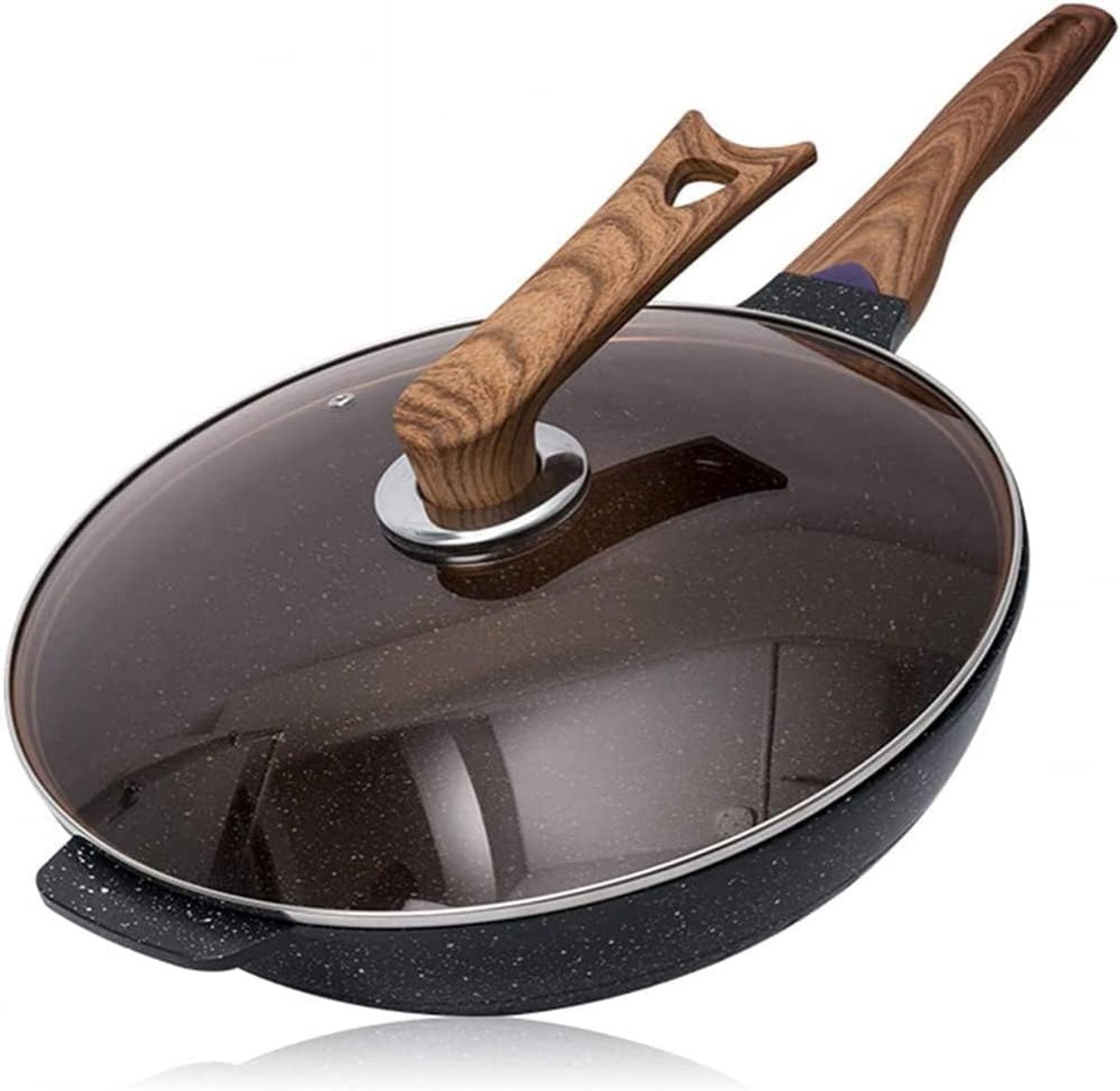 Inductie Wokpan - Roerbakpan Gecoat - Snel Koken - Gelijkmatige Warmte - 32cm Diameter