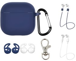 Studio Air® Airpods 4 Hoesje - Luxe Set met 7 items - Soepele Siliconen Case - Royal Blue