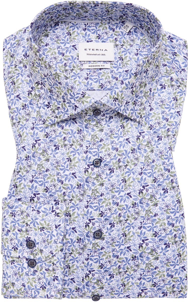 ETERNA - Heren hemd - Maat 44 - Mannen - blauw - katoen