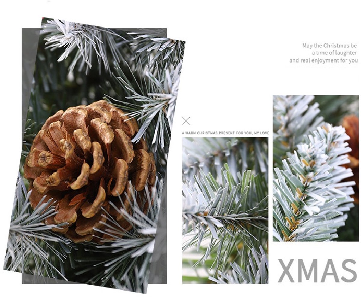 Premium Kerstkrans- met Decoraties & LED verlichting(40cm) - Met witte sneeuwceder takken - Versierd met rode bessen & dennenappels – LED verlichting met 8 standen & timerfunctie – Winter & kerstdecoratie - deurkransen kerstversiering – foto 7