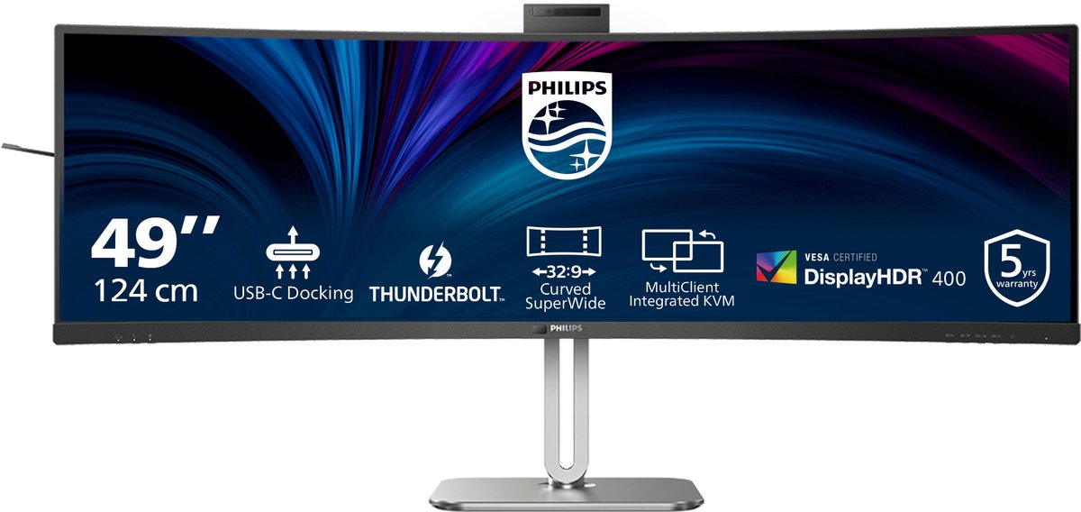Philips 49B2U6903CH/00 computer monitor 124,5 cm (49") 5120 x 1440 Pixels Dual QHD LCD Grijs