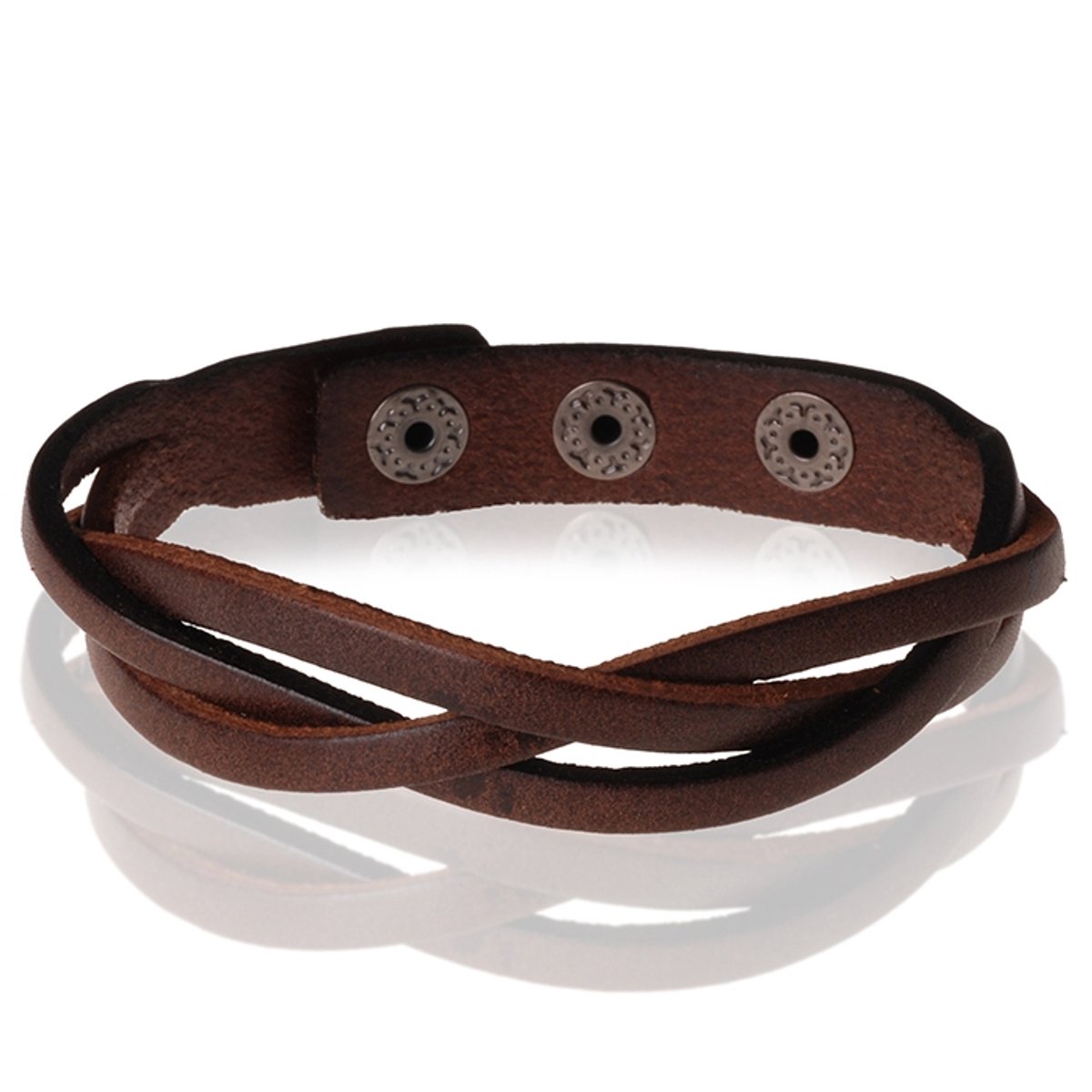 Stone Valley gevlochten leren armband Heren Donkerbruin