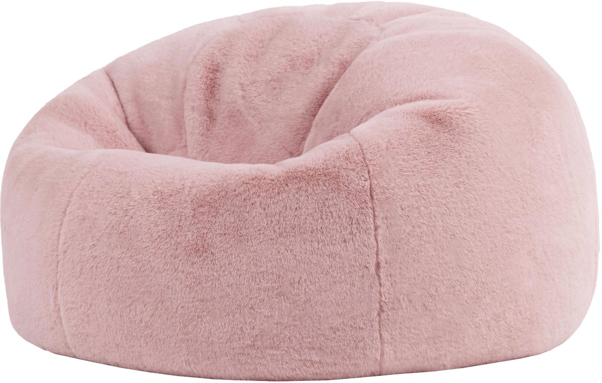 icon - Kingston Zitzak Fauteuil - Fluffy Pluche Imitatiebont - Oud roze
