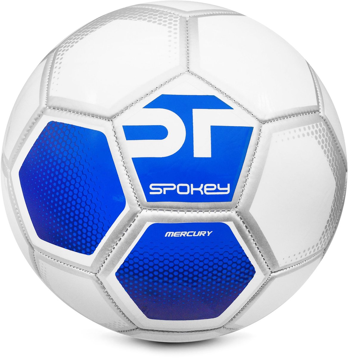 Spokey MERCURY Voetbal - Blauw / Wit - Maat 5 - Synthetisch PVC - Machinaal genaaid - Geschikt voor grasvelden