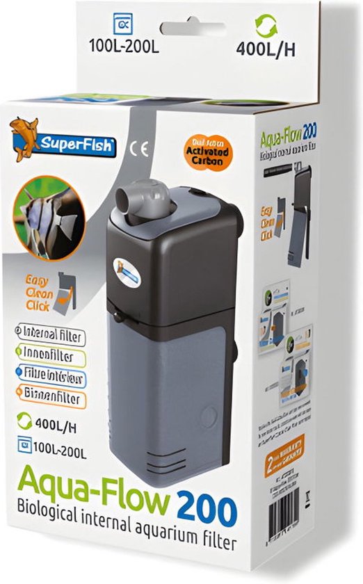 Aqua-Flow 200 biologisch intern aquariumfilter, 400L/H, 100L-200L.