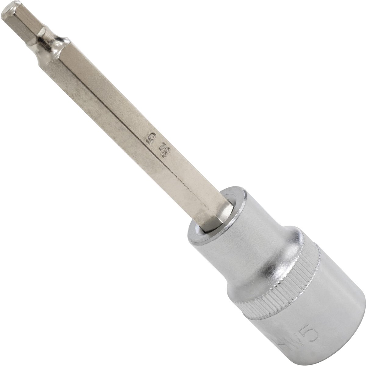 C71023 - Lang hexagonale schroevendraaier bit 1/2'' - 5 mm x 100 mm - DIN 3120 - CR-V 6150 AISI S2 staal