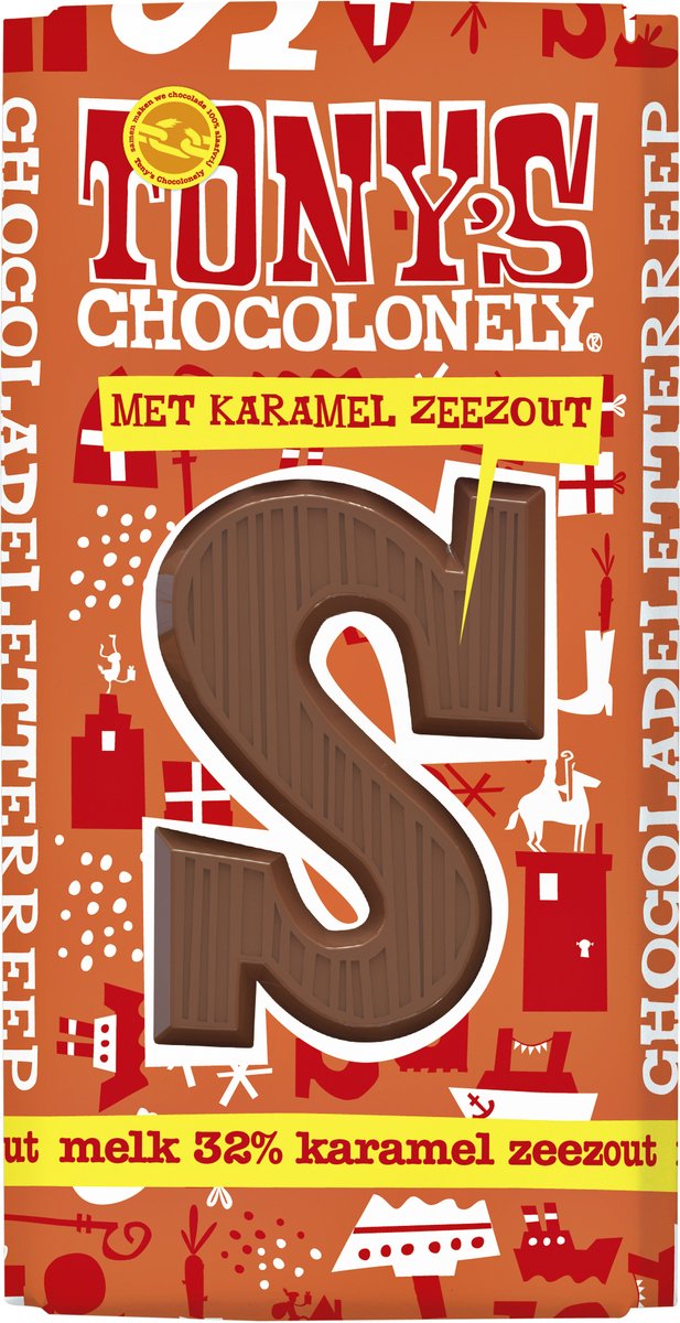 Melk Karamel Zeezout - Sinterklaas - Schoencadeautjes - Sint Cadeau - 180 Gram - Fairtrade Belgische Chocola van Tony's Chocolonely — cadeau in Eten & Drinken - foto 5