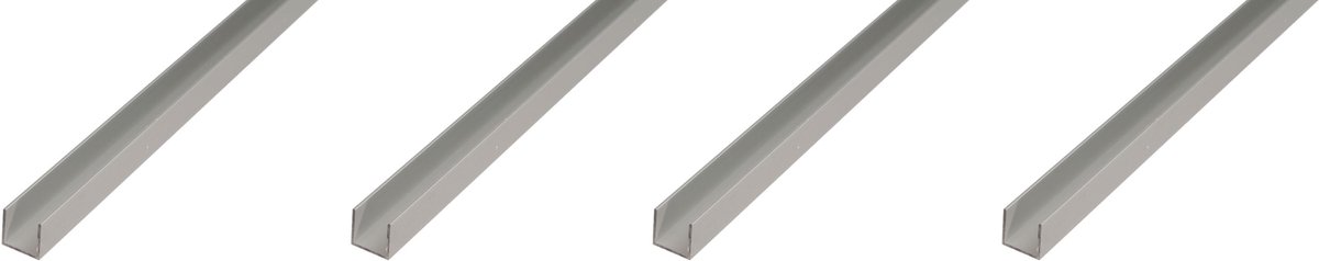 Alberts 4 x U-Profil, Aluminium, 10 x 22 x 10 x 1,5 mm, lengte 2 m, zilverkleurig geanodiseerd