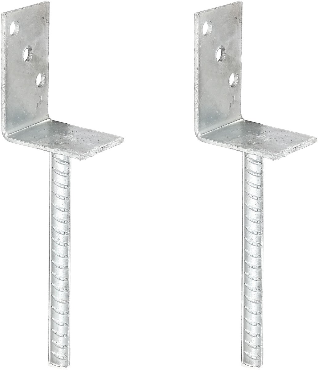 Alberts 2 x L-paaldrager mit Riffelstahl-betonanker, 80x104 mm, betonanker 20 mm, thermisch verzinkt, voor inbetonneren