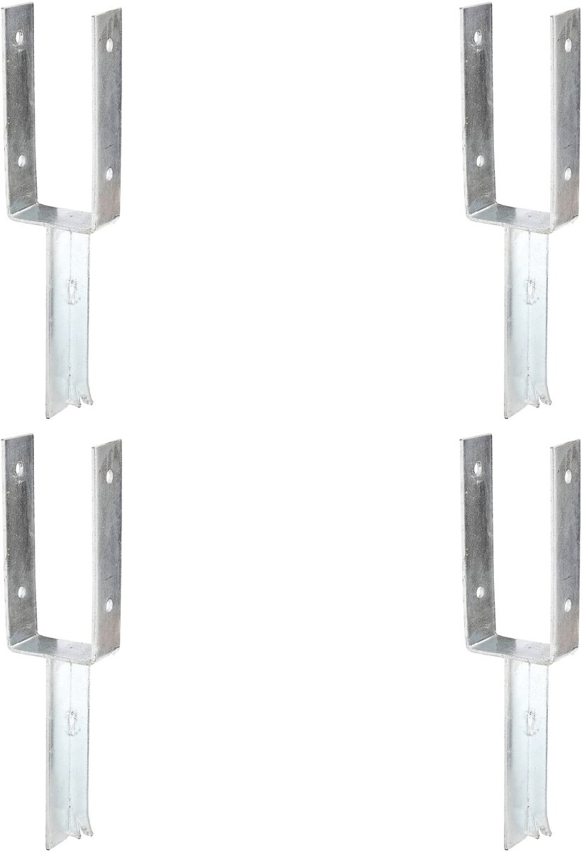 Alberts 4 x U-paaldrager mit betonanker aus T-Eisen, 91x200 mm, thermisch verzinkt, voor inbetonneren, betonanker 200 mm