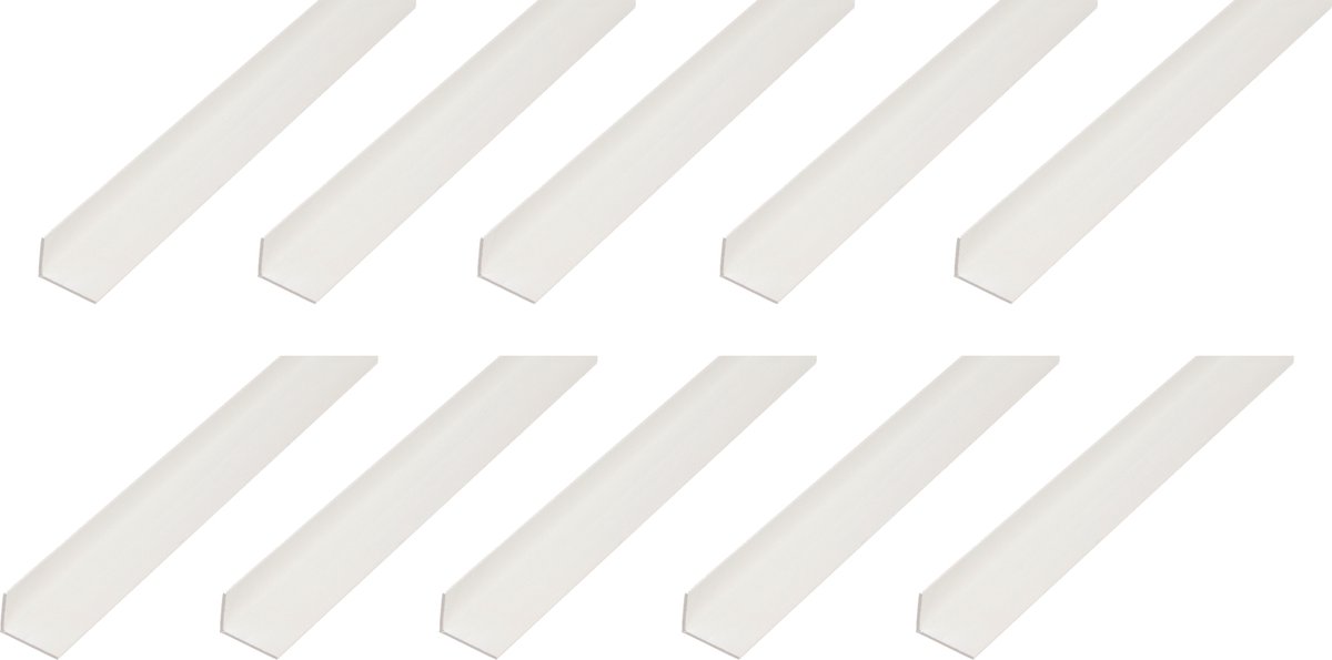 Alberts 10 x hoekprofiel, PVC, wit, 25 x 15 x 1 mm, lengte 1 m