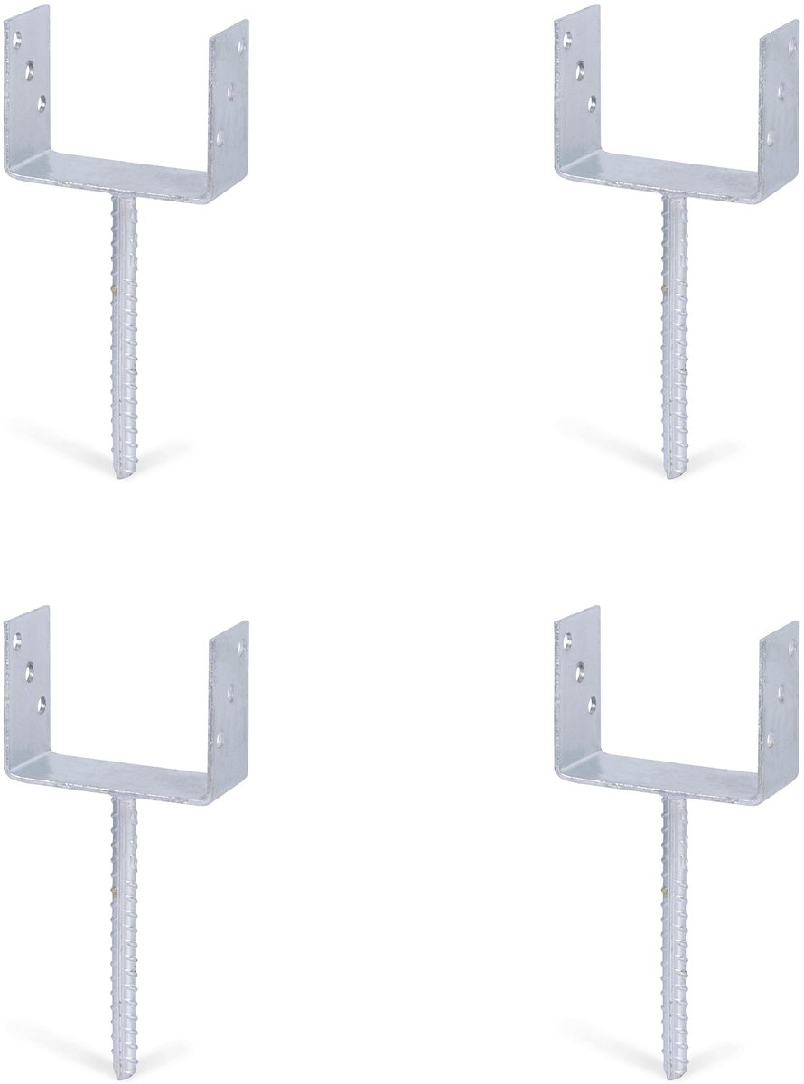 Alberts 4 x U-paaldrager mit Riffelstahl-betonanker, 141x104 mm, betonanker 200 mm, thermisch verzinkt, voor inbetonneren