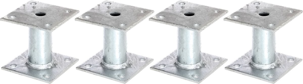 Alberts 4 x paaldrager, plaat 100x100 mm, buis-Ø 42 mm, thermisch verzinkt, voor opschroeven