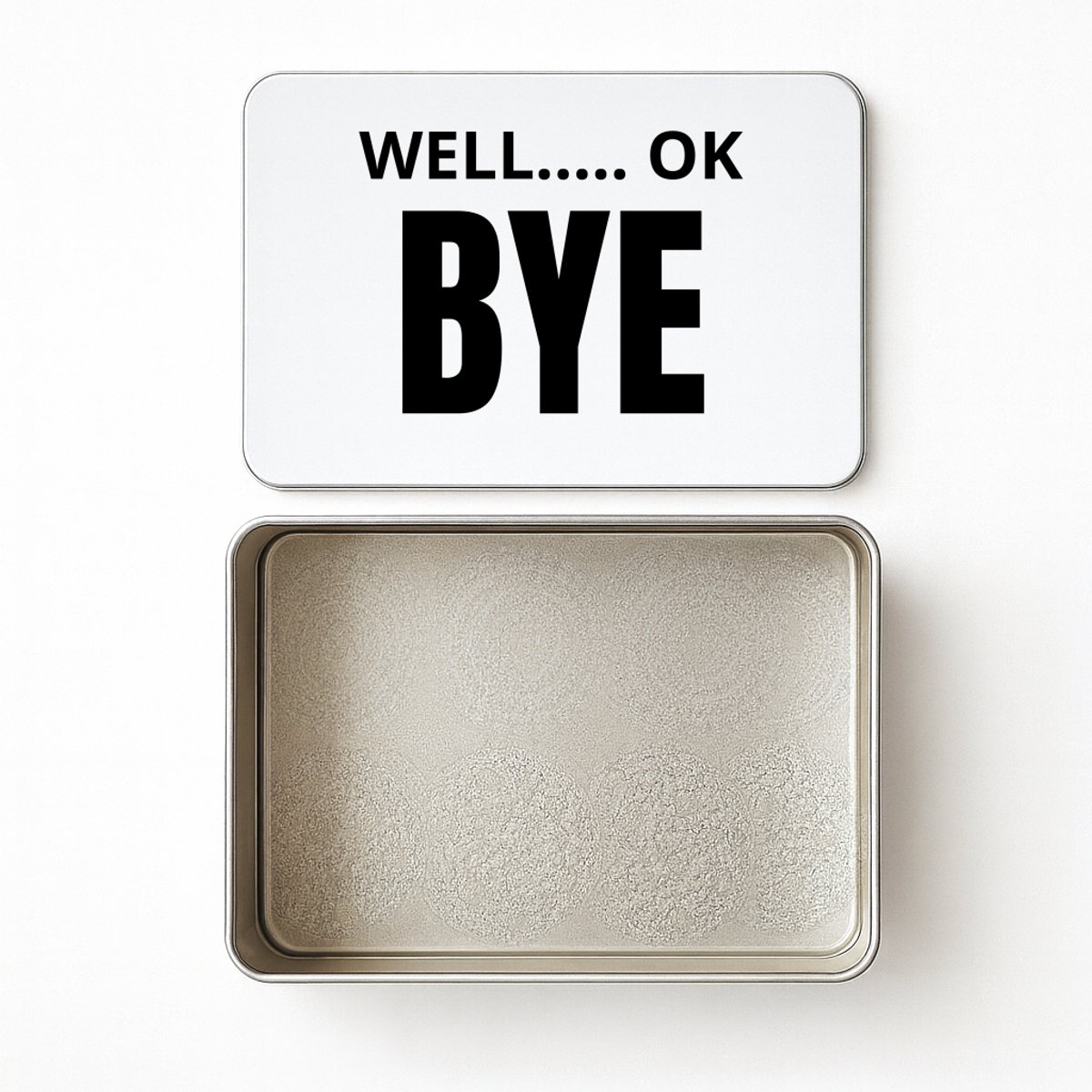 Hacebo® - Well ok bye koektrommel rechthoekig - Afscheid bedank cadeau - collega's - koekblik – koektrommels – bewaarblik - snoeptrommel - werk - afscheidscadeau - verjaardagscadeau - kado - koek trommel - 20 x 13 CM