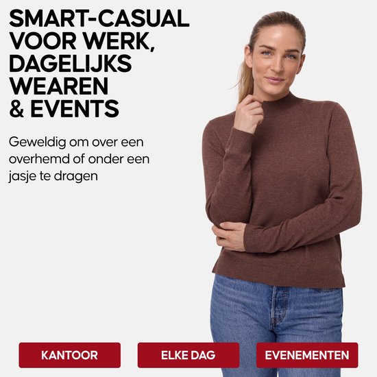 DANISH ENDURANCE Trui van Merinowol met Kasjmiermix - voor Vrouwen - Bruin - Maat L