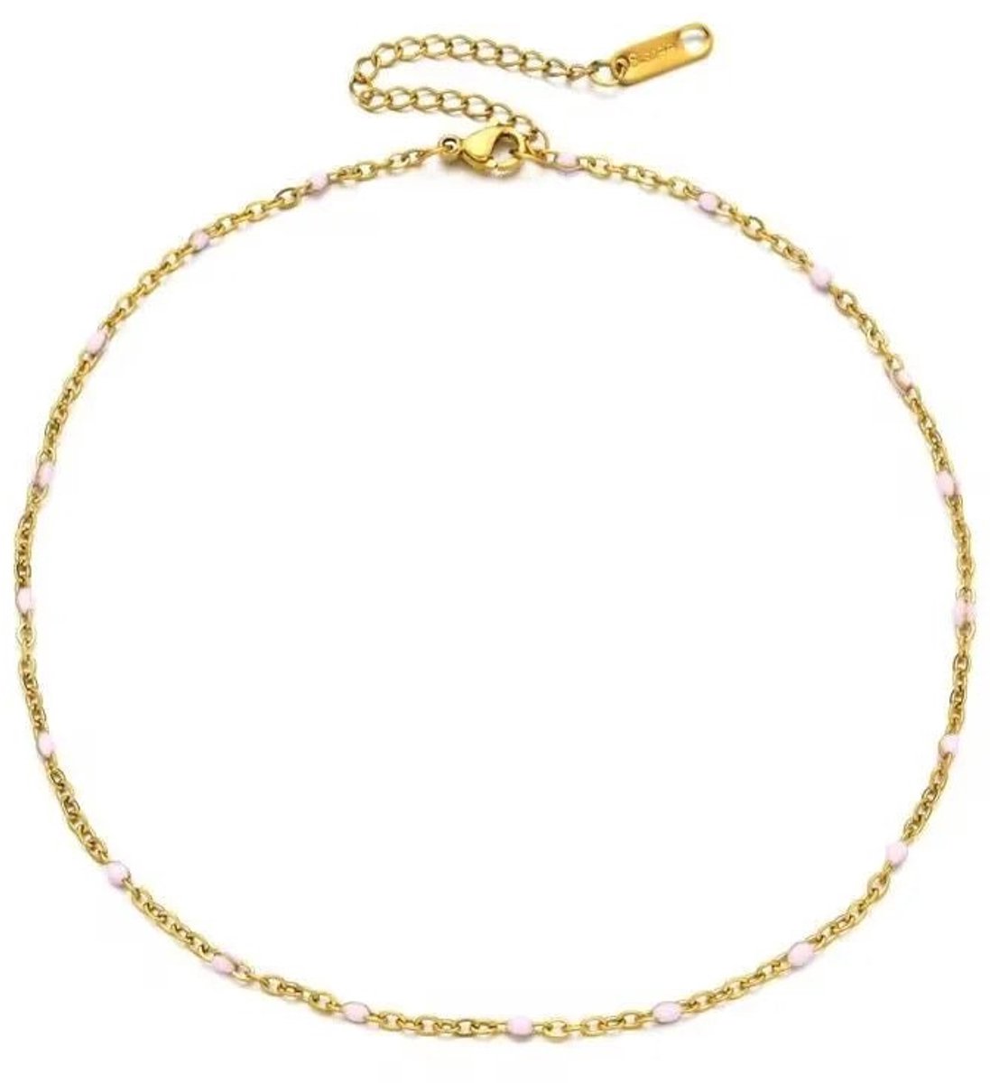 Aramat Jewels | Enkelbandjes | RVS Enkelbandje dames goudkleurig staal | Zwart | |3mm | Staal | Volwassenen | Verkleurd niet