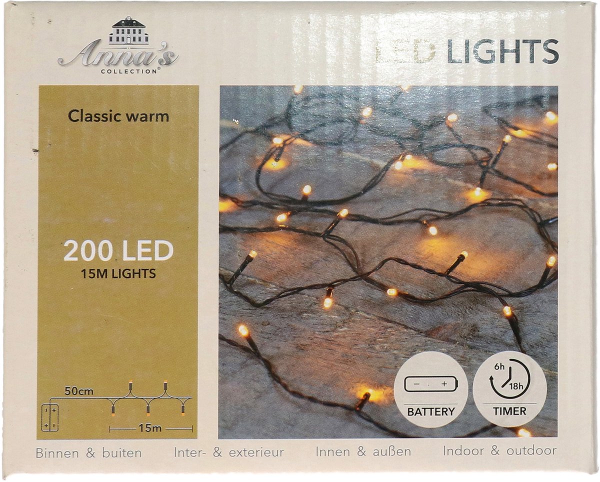 Anna's Collection Kerstverlichting LED Ivy - 200 leds - 1500 cm- warm wit - dimmer - 50cm aanloopsnoer