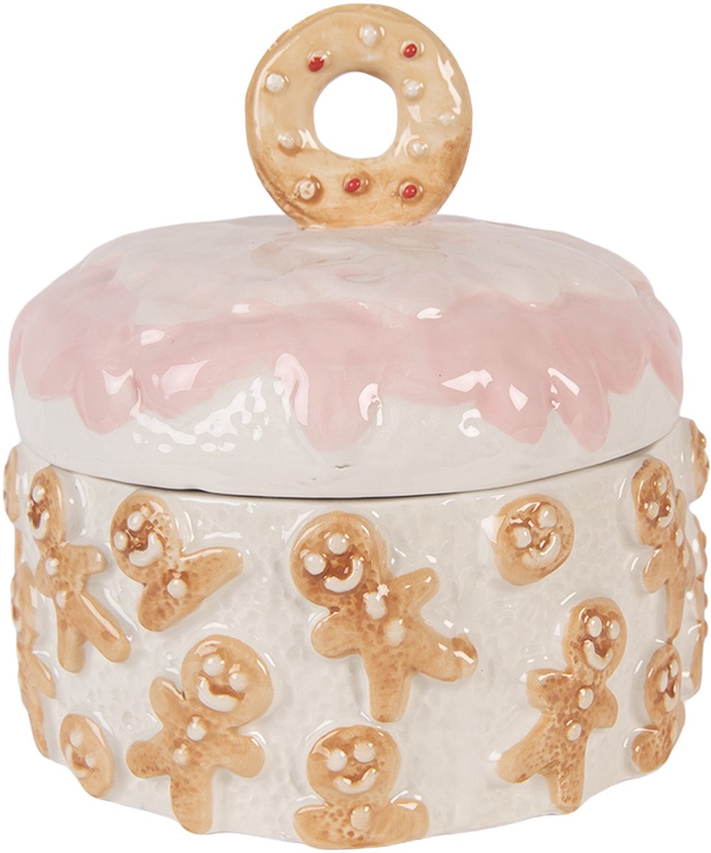 Clayre & Eef Voorraadpot Deksel Ø 18x18 cm Wit Keramiek