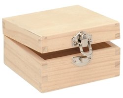 Houten kistje - 7 x 7 x 4 cm - onbedrukt - hobby sieradenkistje - beschilderen - verven