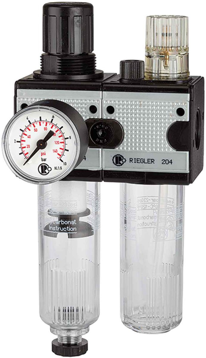 Riegler onderhoudseenheid 2-delig. multifix met PC-container maat 1 G 3/8 - 100567