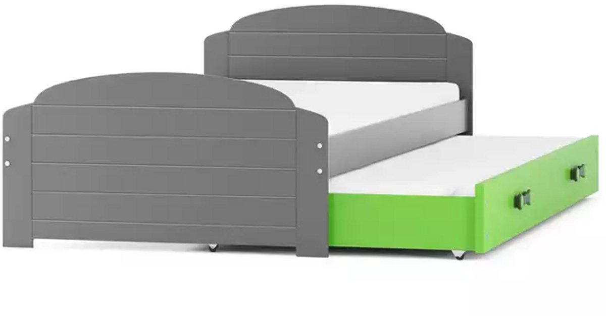 BMS - LILI Pull-Out Jeugdbed - 90x200 cm - Grafiet met Groen