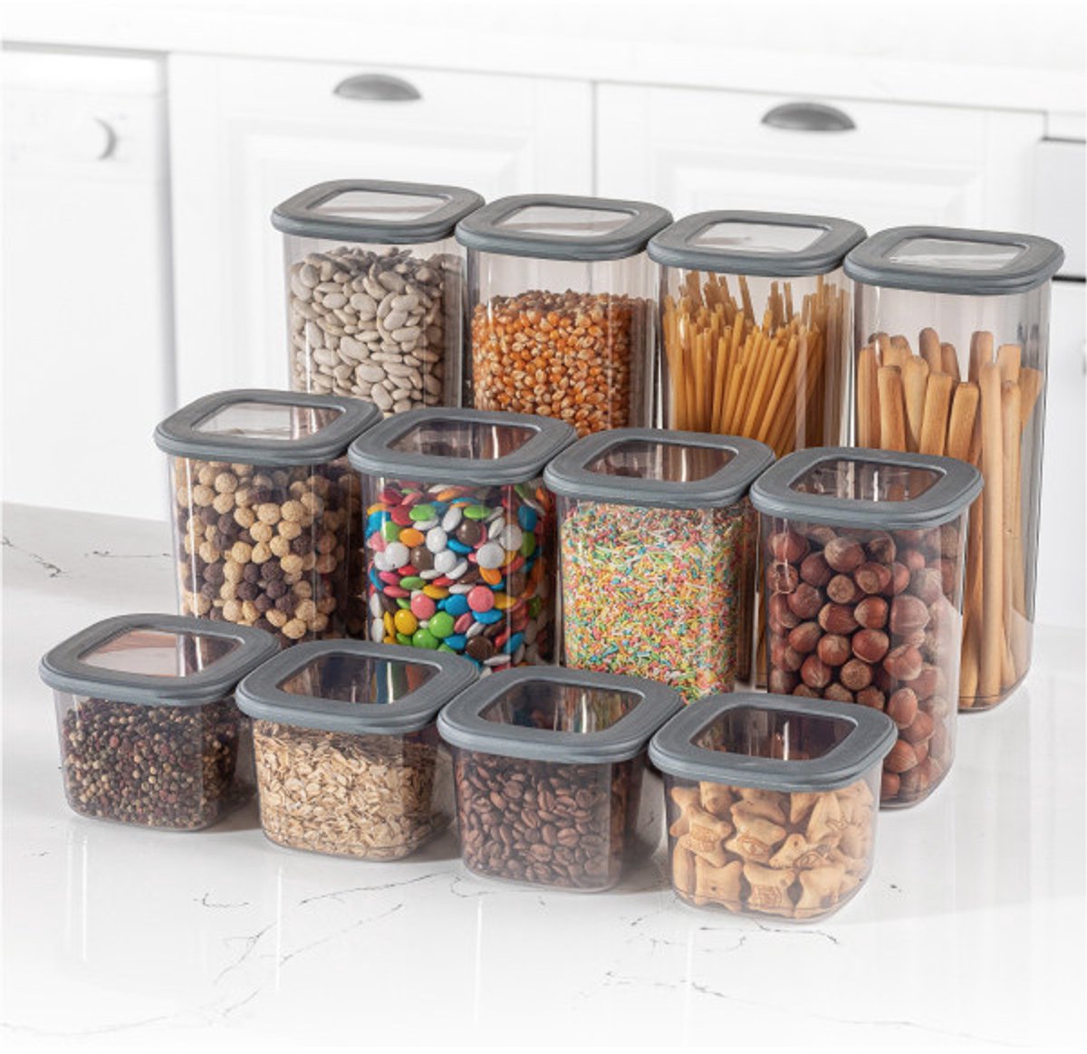 Asir Opslagbox set (12 stuks) – Antraciet