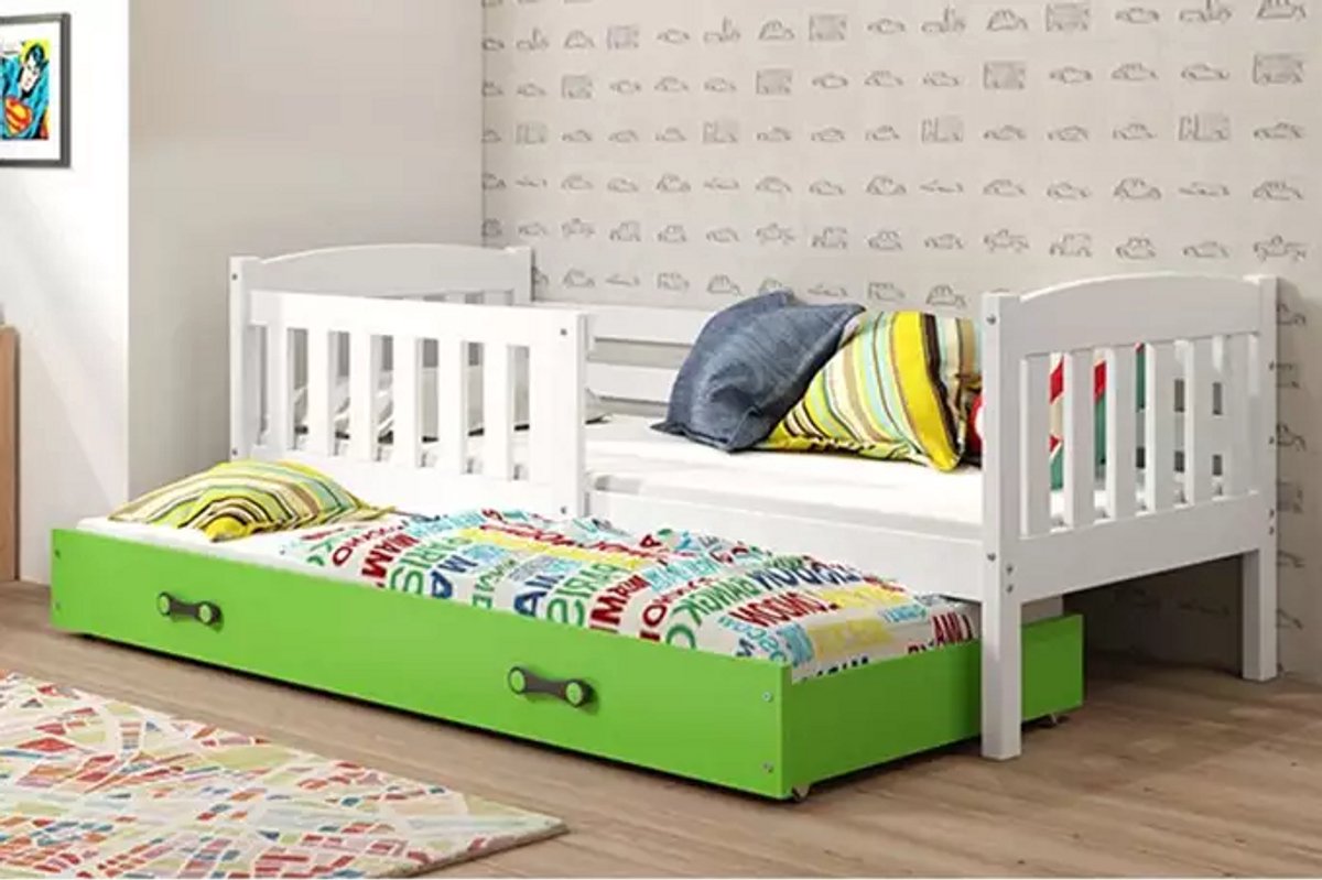 BMS - KUBUŚ Pull-out Youth Bed - 90x190 cm - Wit/Groen